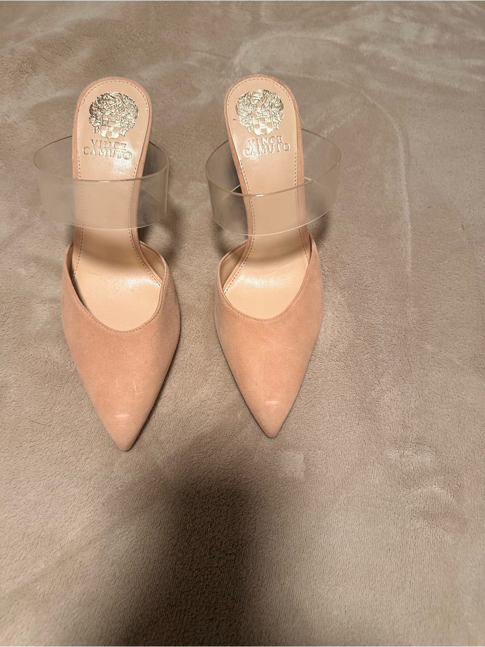 Vince Camuto Blush Pointed Toe Clear Strap Mule